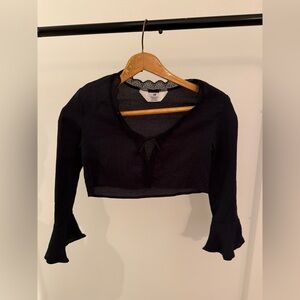 H&M Black Crop Top with Flared Sleeves